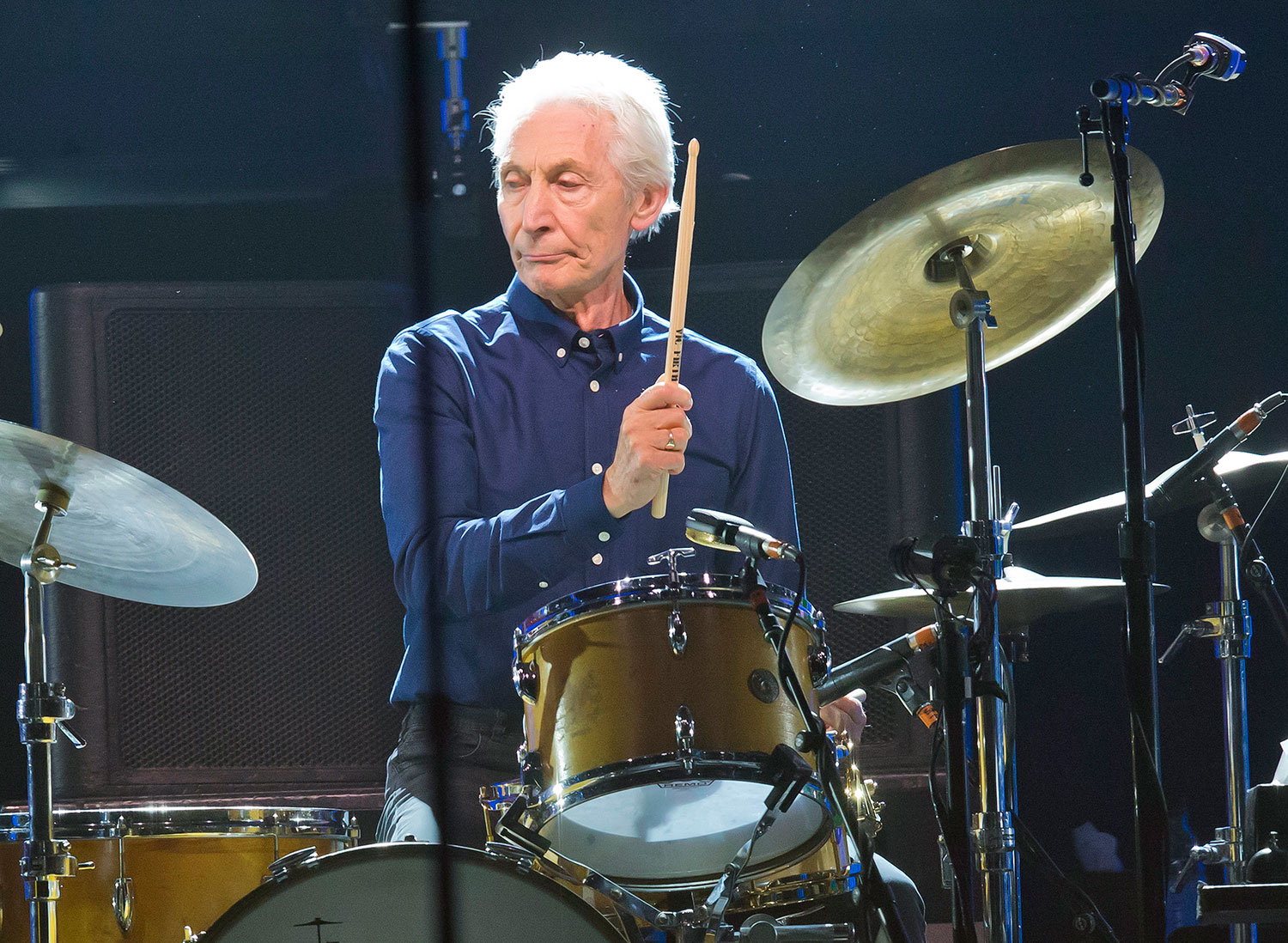 Rolling Stones-trommis Charlie Watts under en konsert i Nanterre i Frankrike i 2017. 