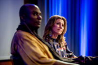 Durek Verrett og prinsesse Märtha Louise, her på et foredrag i Stavanger i 2019.