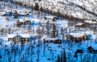 Hytter i Holdeskaret ved Hemsedal Skisenter. I fjor økte prisene på fjellhytter med 4,4 prosent.