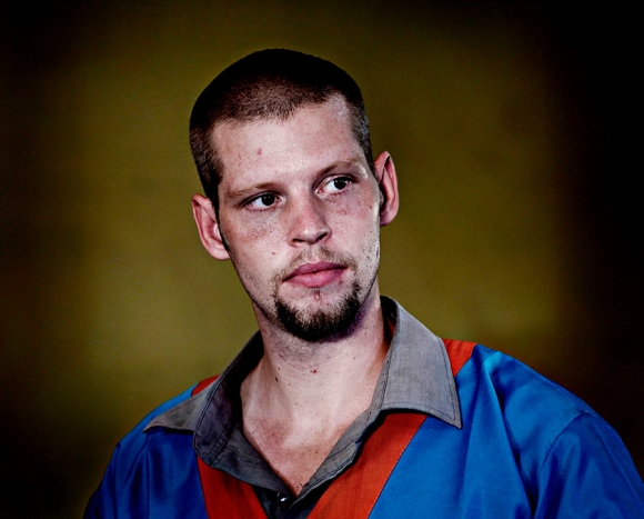 Joshua French under rettssaken i 2014 der han var tiltalt for å ha drept cellekameraten Tjostolv Moland i Ndolo-fengselet i Kinshasa 
