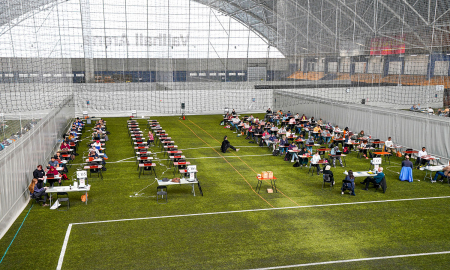 Vallhall Arena ble brukt som eksamenslokale for privatister våren 2020.